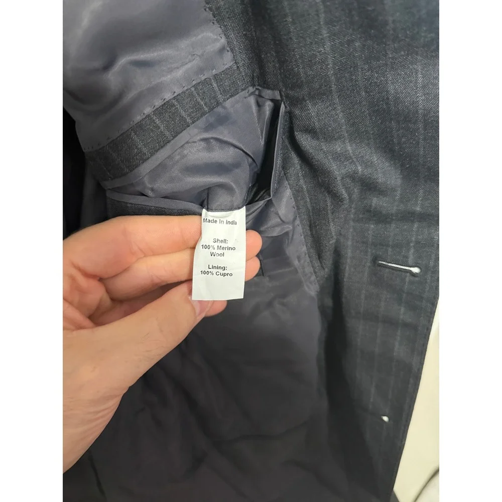 J.Crew Suit Jacket Mens 40R Crosby Pinstripe Merino Wool Charcoal Grey EUC